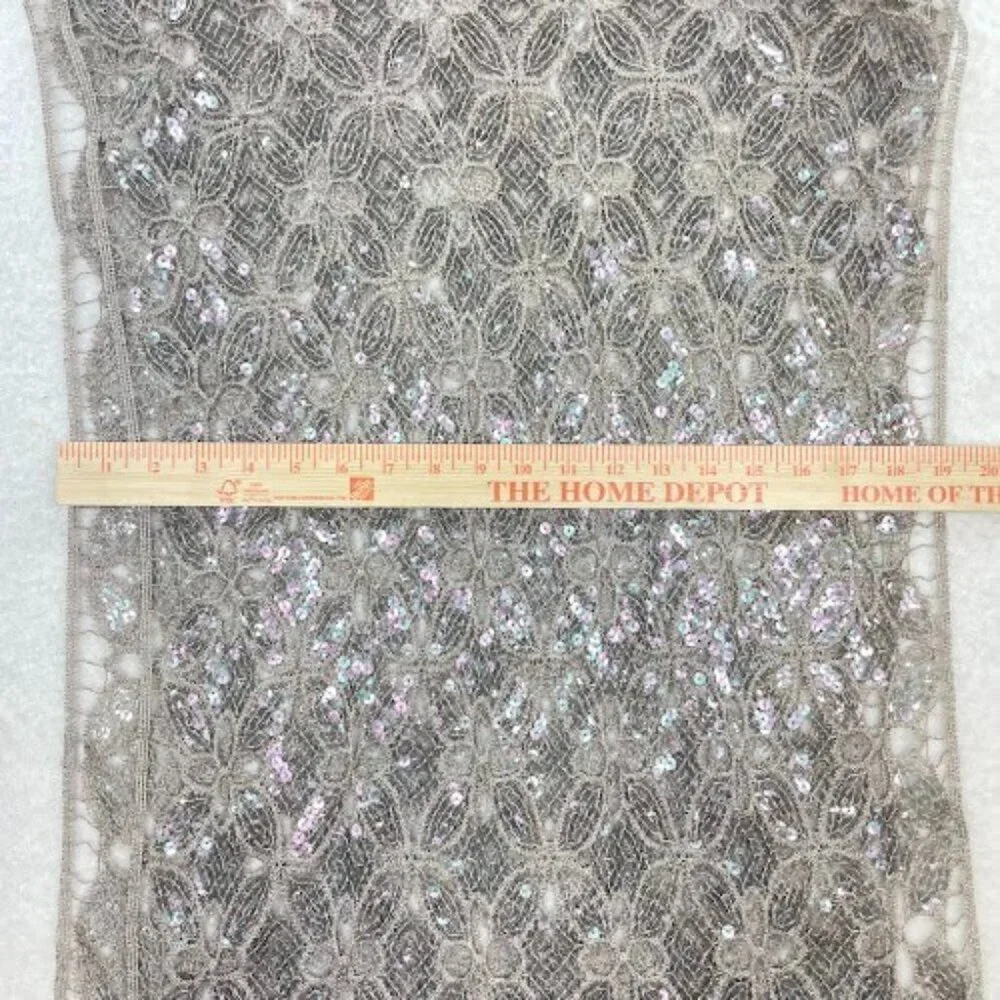 Crochet Scarf Taupe Subtle Gold Metallic Accent For Sparkle - Picture 4 of 4